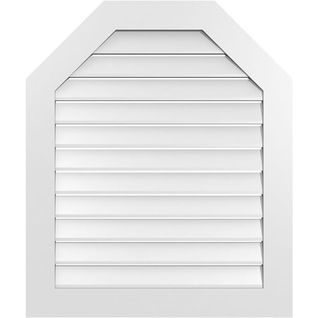Ekena Millwork Octagonal Top Surface Mount PVC Gable Vent: Functional, w/ 3-1/2"W x 1"P Standard Frame, 32"W x 38"H GVPOT32X3801SF